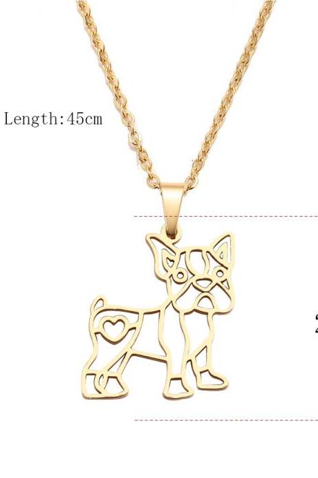 Stainless Steel Necklace For Women Man Cute Dog Gold And Silver Color Pendant Necklace Engagement Jewelry-7