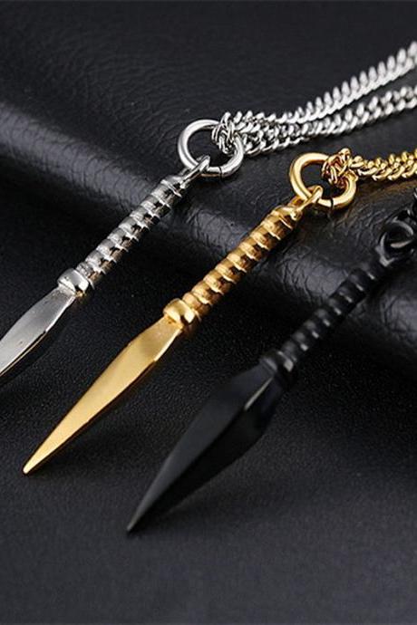 Fashion Spear Pendant Necklaces Men Black Stainless Steel Chain Necklaces For Men Jewelry Gift Collier Femme Collar Chocker