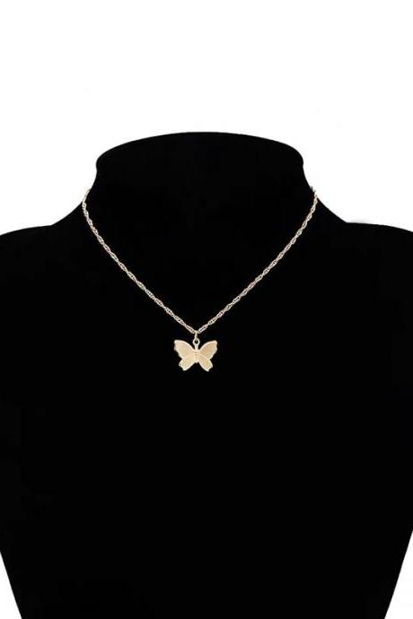 Vintage Metallic Gold Chain Butterfly Pendant Necklace Butterfly Pendant Women Ladies Necklace Jewelry For Valentine's Day Gifts