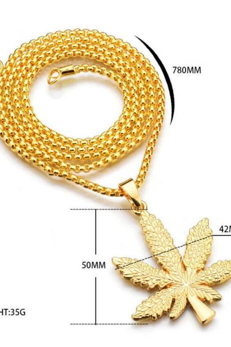 Gold Silver Plated Cannabiss Small Weed Herb Charm Necklace