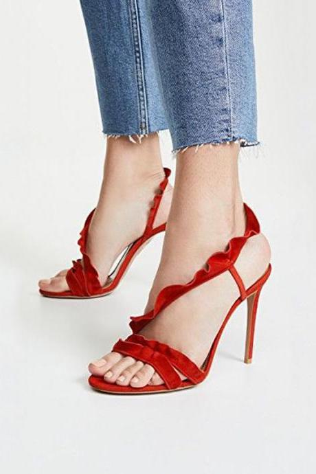 Red Flapper Suede High Heel Sandals