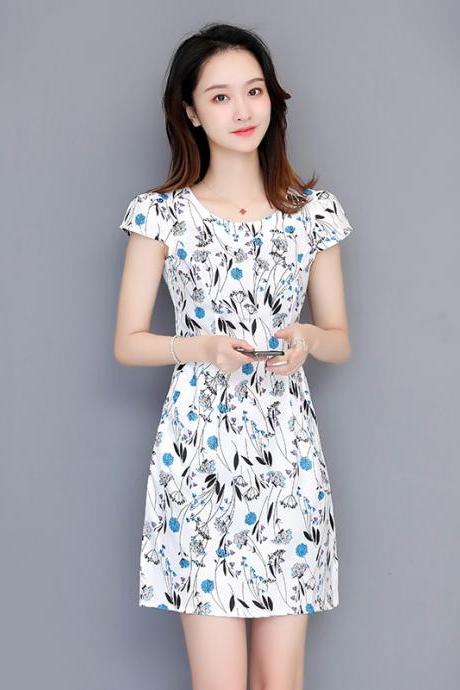 Sexy Flowers and Plants Print Short Sleeve Party Dress