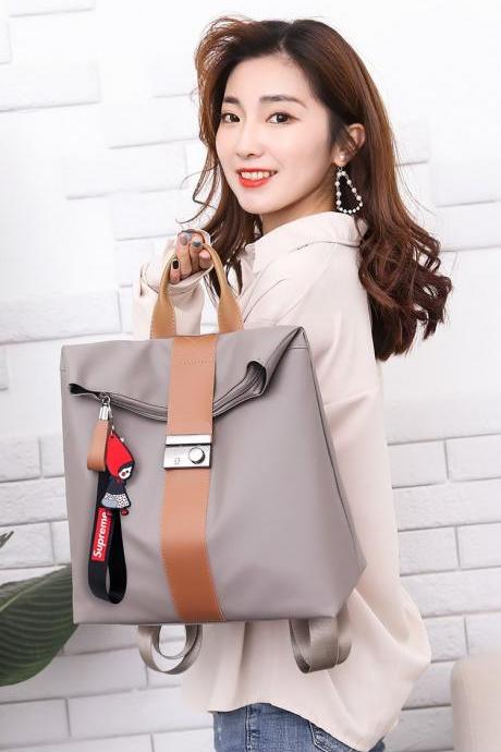 Women Fashion Double Shoulder And Portable Nylon Khaki Backpack