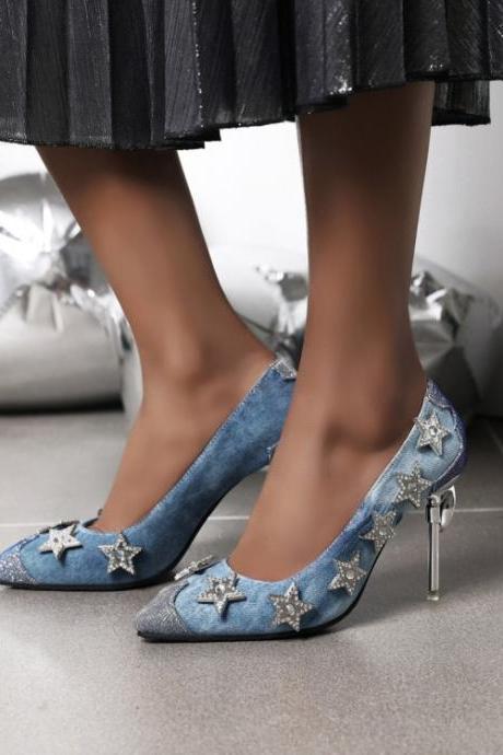 Sexy Star Pu Pointed Toe Sip On Pumps