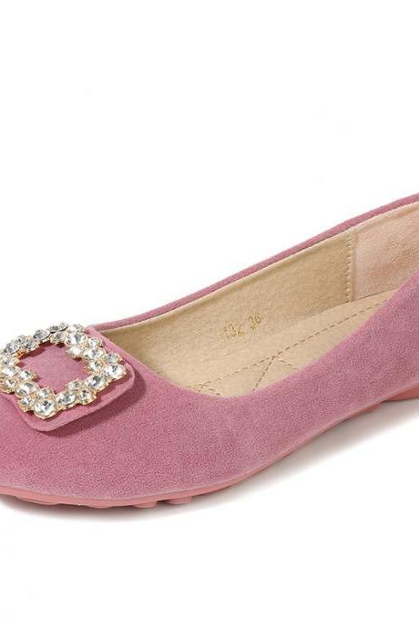Diamond Button Flat Shoes-pink