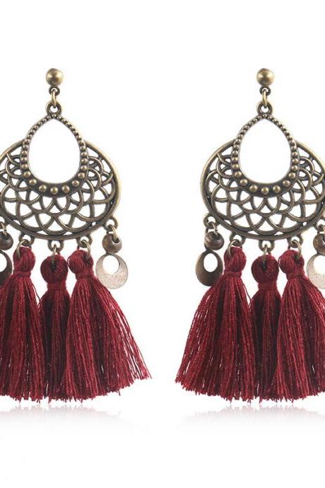 Creative Exaggeration Hollow Out U-shaped Woven Long Earrings-2