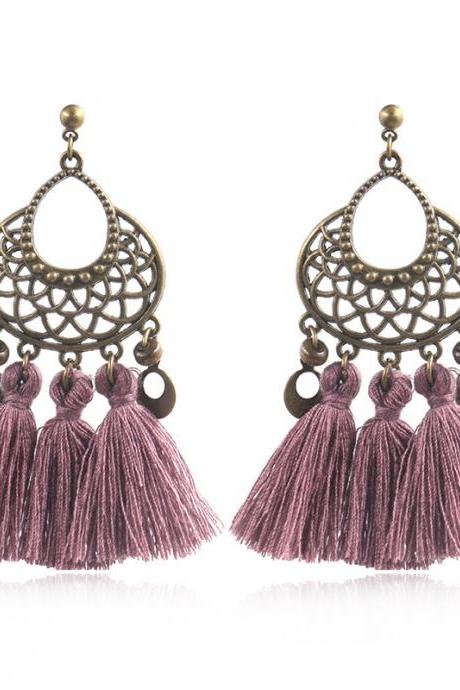 Creative Exaggeration Hollow Out U-shaped Woven Long Earrings-3