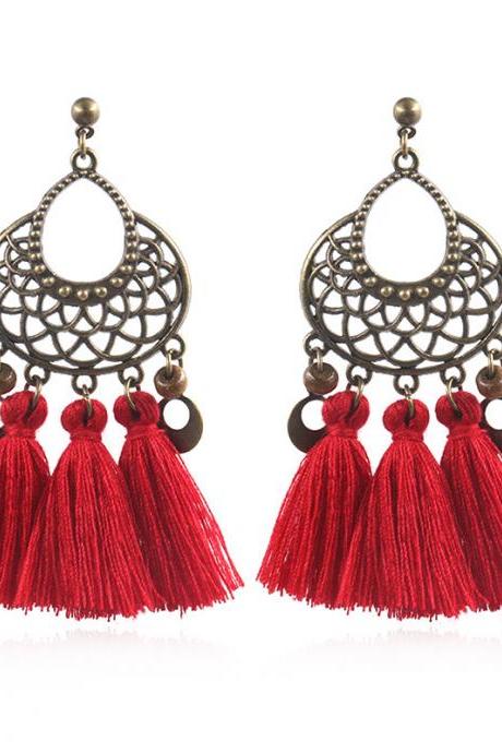 Creative Exaggeration Hollow Out U-shaped Woven Long Earrings-8