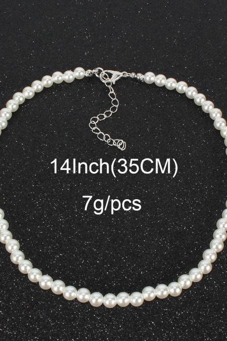 Free Shipping Fashionable and versatile near round imitation pearl necklace neck chain female clavicle chain-1