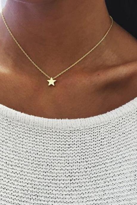Free Shipping Fashion thickened Star Pendant collarbone sweater Necklace-1 