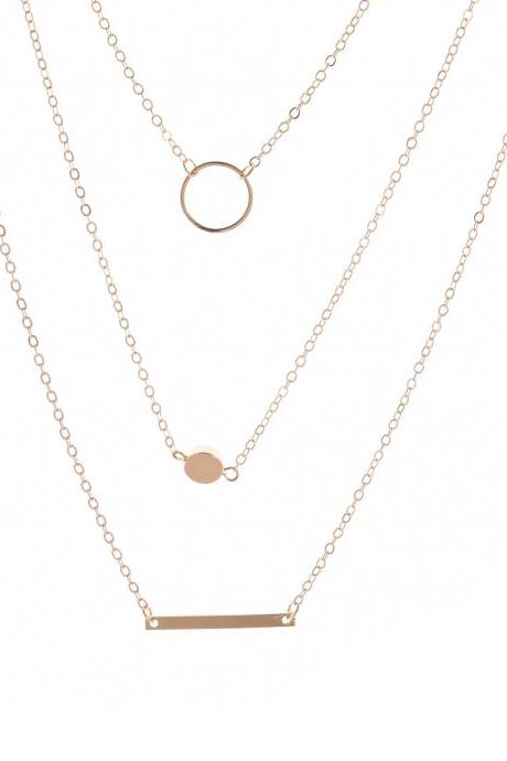 Free Shipping Fashionable and versatile aperture metal bar Necklace-2
