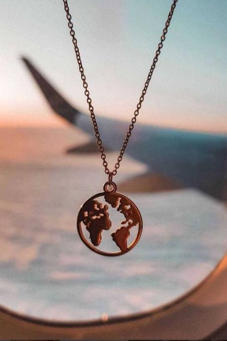 Shipping Geometric Circle Map Necklace Fashion Simple Alloy Single Layer Neck Chain Clavicle Chain-2