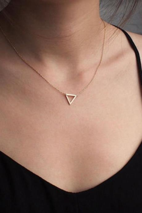 Shipping Metal Cut Out Triangle Necklace-1