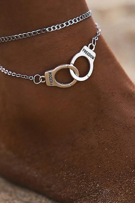 Free Shipping Love handcuffs fashion beach Anklet Bracelet couple gift-1