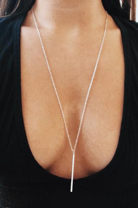 Free Shipping Simple fashion simple lasso vertical bar Necklace-2