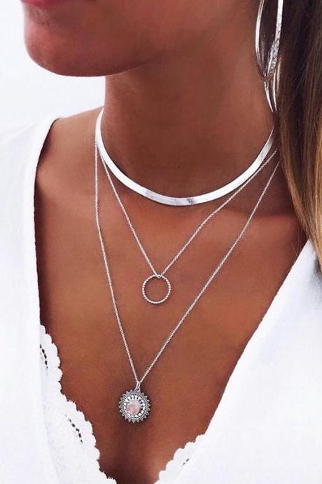 Bohemian Style Simple Lotus Pendant Necklace