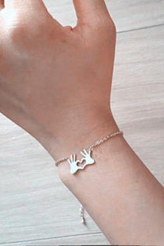 Free Shipping Hot new love palm Bracelet men's and women's heart to heart bracelet anklet OK gesture Bracelet -2