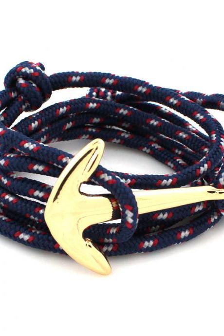 Free Shipping Anchor accessories multilayer hand woven hand decorated nylon rope anchor Bracelet string-2