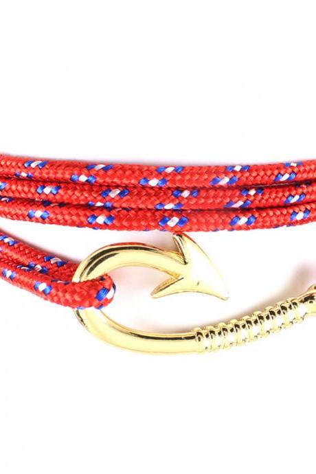 Free Shipping Fashion leisure navigation Navy style pirate hook knitting Bracelet-2