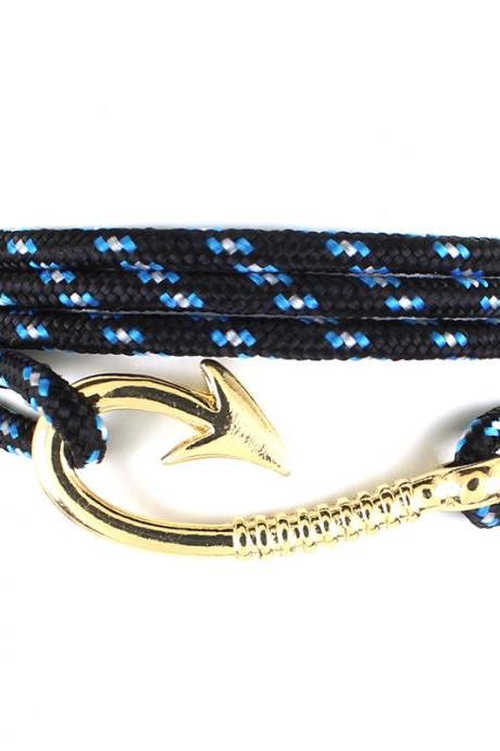 Free Shipping Fashion leisure navigation Navy style pirate hook knitting Bracelet-5