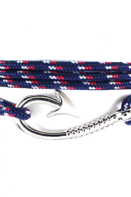 Shipping Fashion Leisure Navigation Navy Style Pirate Hook Knitting Bracelet-11