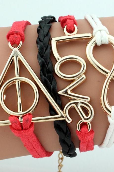 Triangle 8-shaped Love Knitting Multi-layer Bracelet And Rope