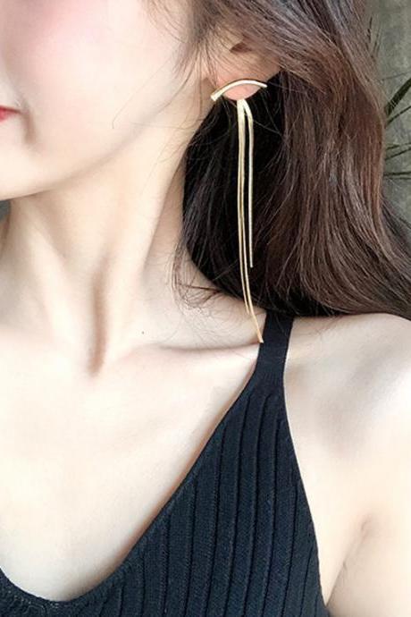 Snake Bone Tassel Metal Simple Long Earrings