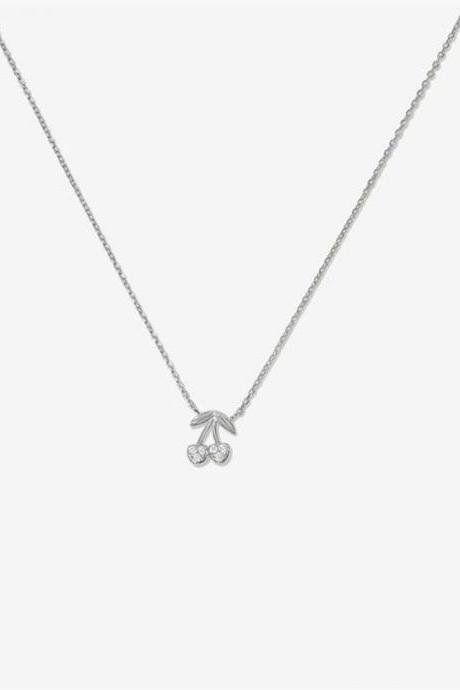 Cherry single layer diamond multi color chain necklace-Silvery