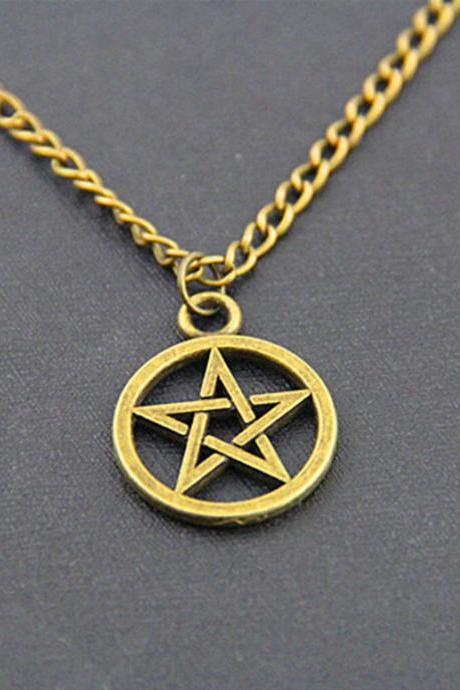 Five Pointed Star Necklace Sweater Chain-golden