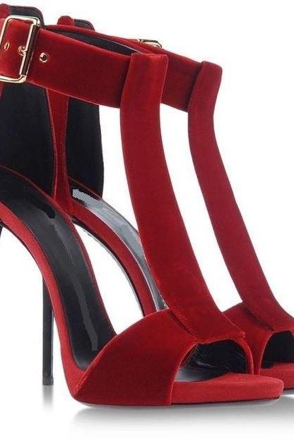 Sexy Color Matching Hollow Fashion High Heel Sandals