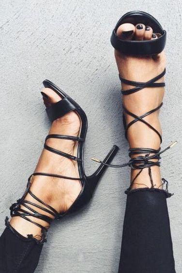 Solid Sexy Cross Strap Simple High Heel Sandals