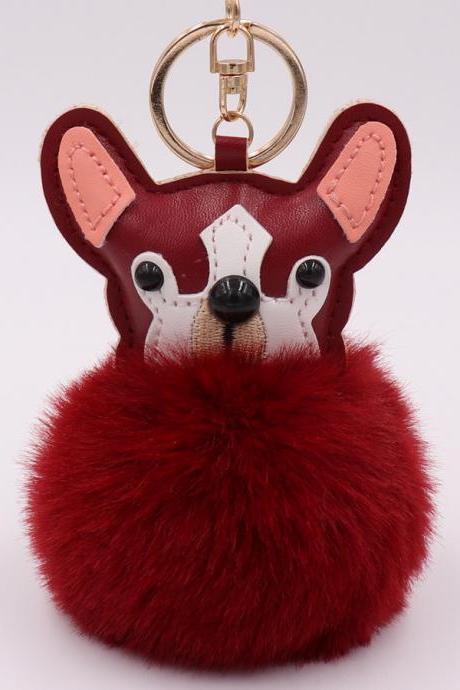 Color dog hair ball Plush key ring pendant fashion bag automobile Plush bag Pendant-4