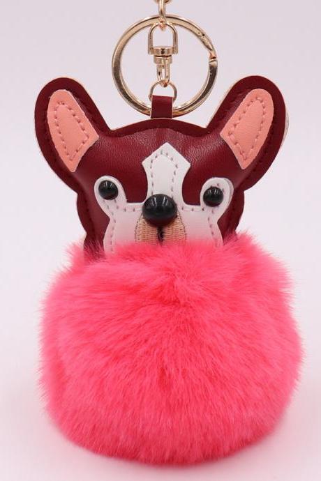 Color dog hair ball Plush key ring pendant fashion bag automobile Plush bag Pendant-5