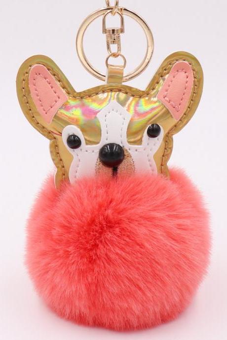 Color dog hair ball Plush key ring pendant fashion bag automobile Plush bag Pendant-8