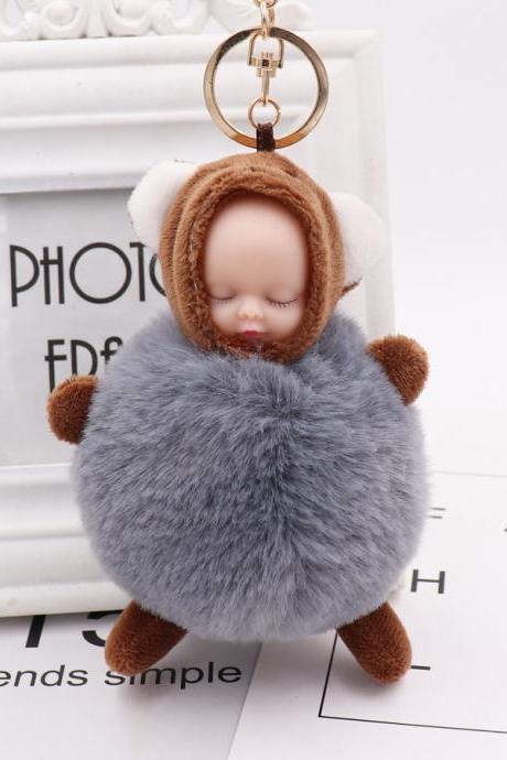 Cute Baby Bag Pendant Sleeping Baby Key Ring Plush Doll Pendant Car Key Ring-1