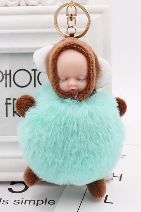 Cute Baby Bag Pendant Sleeping Baby Key Ring Plush Doll Pendant Car Key Ring-6