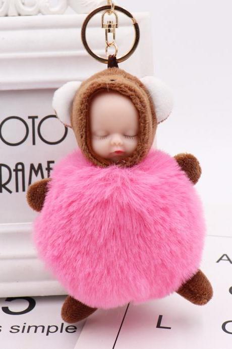 Cute Baby Bag Pendant Sleeping Baby Key Ring Plush Doll Pendant Car Key Ring-11