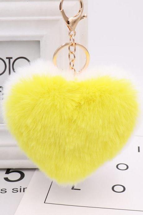 Double Sided Love Bag Pendant Peach Heart Key Ring Imitation Rex Rabbit Heart-shaped Hair Ball Pendant Fur Pendant-6