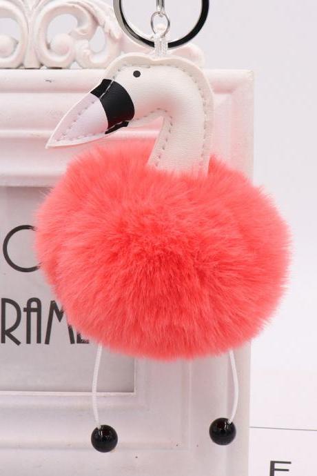 Swan Shaped Hairy Ball Key Pendant Cute Plush Doll Bag Key Ring Small Gift-2