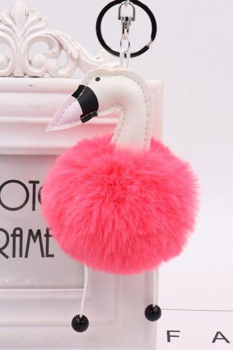 Swan Shaped Hairy Ball Key Pendant Cute Plush Doll Bag Key Ring Small Gift-5