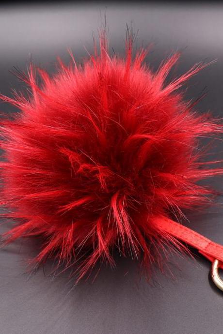 Super Large 13cm Raccoon Dog Hair Like Ball Key Ring High Grade Leather Rope Hair Like Bag Car Key Ring Pendant-4