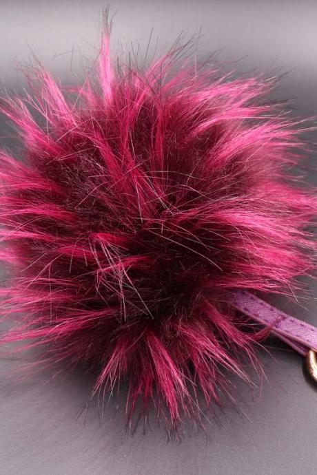 Super Large 13cm Raccoon Dog Hair Like Ball Key Ring High Grade Leather Rope Hair Like Bag Car Key Ring Pendant-5