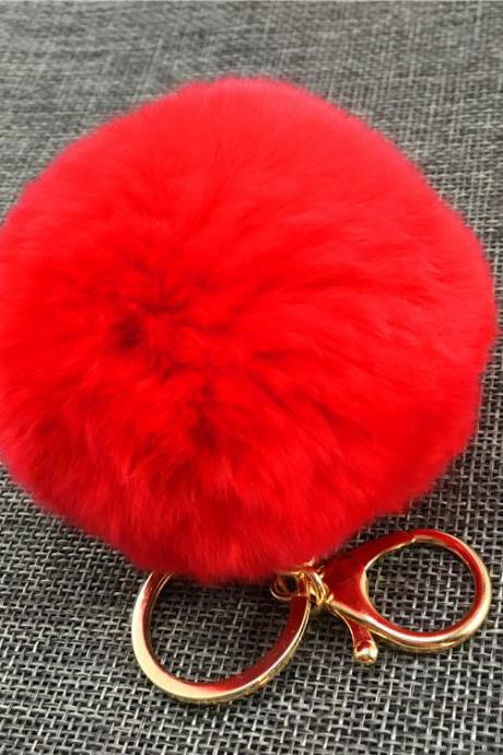 Rex Rabbit Hair Ball Bag Key Chain Pendant Fashion Fur Car Bag Pendant-11