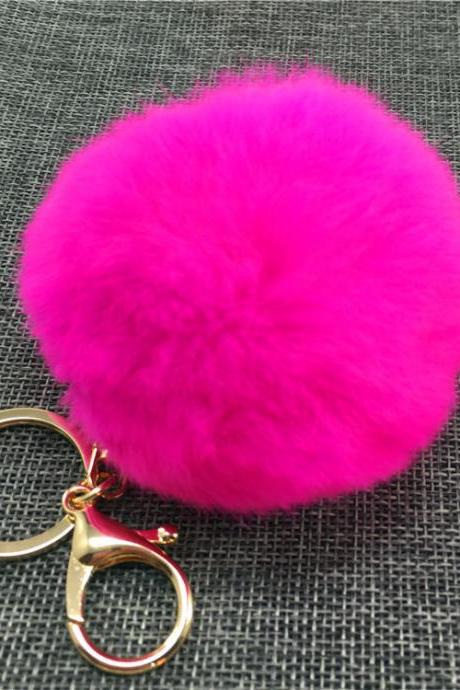 Rex Rabbit Hair Ball Bag Key Chain Pendant Fashion Fur Car Bag Pendant-16