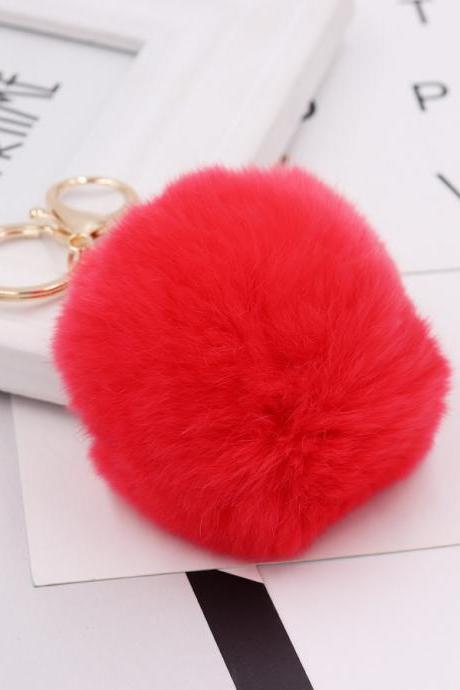 Rex Rabbit Hair Ball Bag Key Chain Pendant Fashion Fur Car Bag Pendant-19