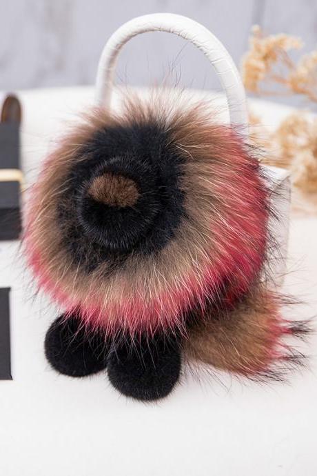Mink Fur Little Lion Fur Pendant Car Key Bag Pendant Real Fur Lion-7
