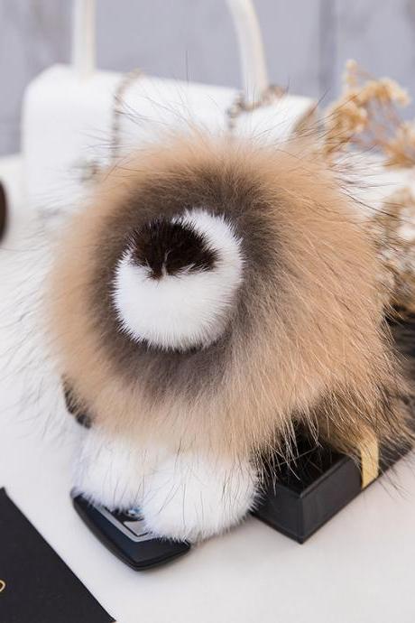 Mink Fur Little Lion Fur Pendant Car Key Bag Pendant Real Fur Lion-12