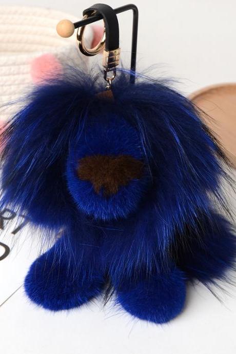 Mink Fur Little Lion Fur Pendant Car Key Bag Pendant Real Fur Lion-13
