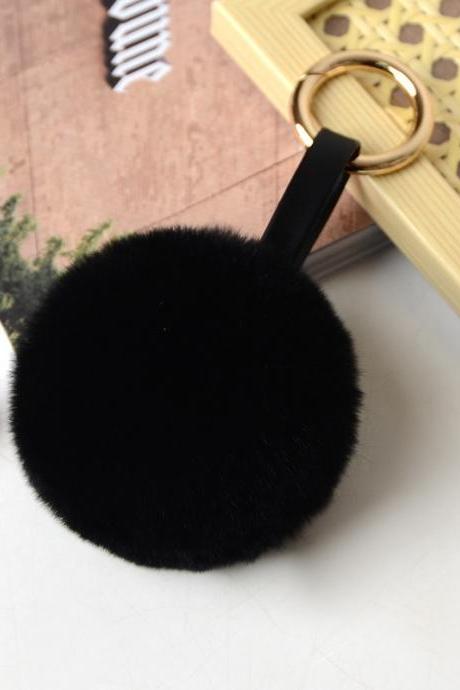 Rex Rabbit Fur Ball Bag Pendant Fur Car Key Chain-13