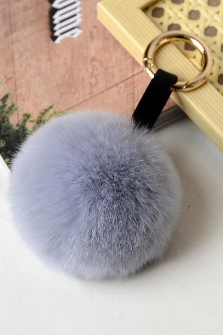 Rex Rabbit Fur Ball Bag Pendant Fur Car Key Chain-20
